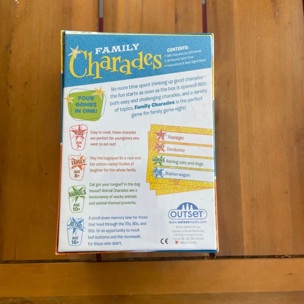 NWOT Family Charades Game by Outset Ages 10+